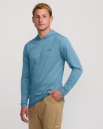 Arch Mesh UPF 50 Long Sleeve Hooded Surf Tee - Baby Blue - Image 4