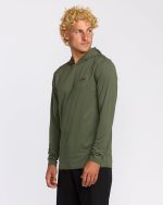 Arch Mesh UPF 50 Long Sleeve Hooded Surf Tee - Dark Military - Image 3