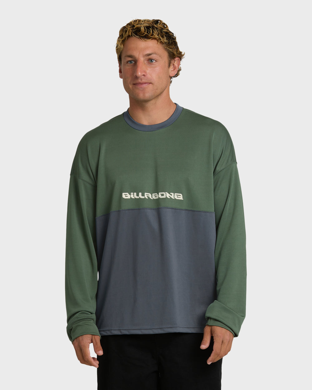 24A031600_HUN_OM-F.jpg Deep Fake Crew Long Sleeve Knit Top - Hunter Green - Image 1