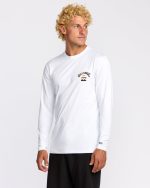 Arch Fade Loose Fit UPF 50 Long Sleeve Surf T-Shirt - White - Image 3