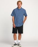 All Day Jacquard Short Sleeve Shirt - Deep Blue - Image 3