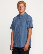 All Day Jacquard Short Sleeve Shirt - Deep Blue - Image 4