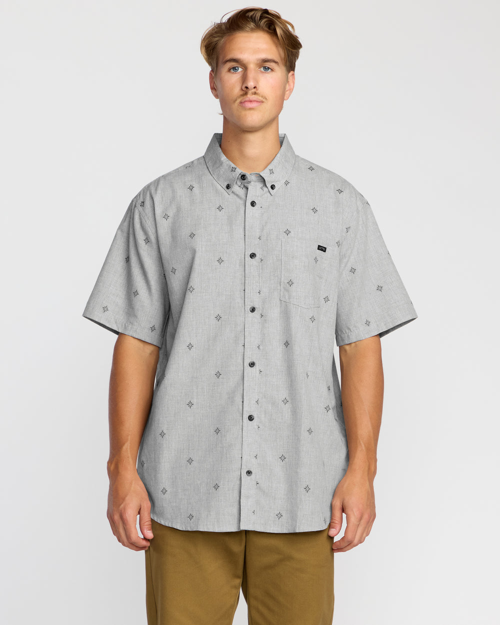 24A041501_SIL_OM-F.jpg All Day Jacquard Short Sleeve Shirt - Silver - Image 1