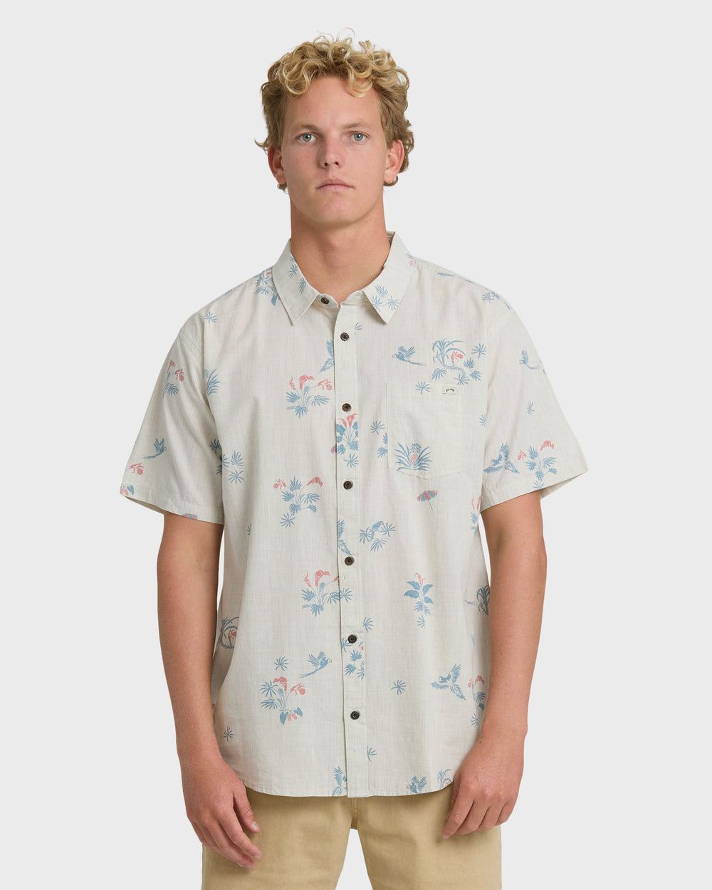 24A041506_STN_OM-F.jpg Sundays Mini Short Sleeve Woven Shirt - Stone - Image 1