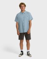 Sundays Jacquard Short Sleeve Woven Shirt - Blue Fog - Image 4