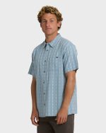 Sundays Jacquard Short Sleeve Woven Shirt - Blue Fog - Image 3