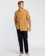 Sundays Jacquard Short Sleeve Woven Shirt - Golden Haze - Image 5