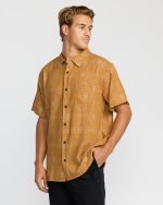 Sundays Jacquard Short Sleeve Woven Shirt - Golden Haze - Image 4