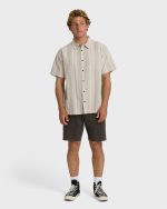 Sundays Jacquard Short Sleeve Woven Shirt - Oatmeal - Image 4