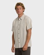 Sundays Jacquard Short Sleeve Woven Shirt - Oatmeal - Image 3