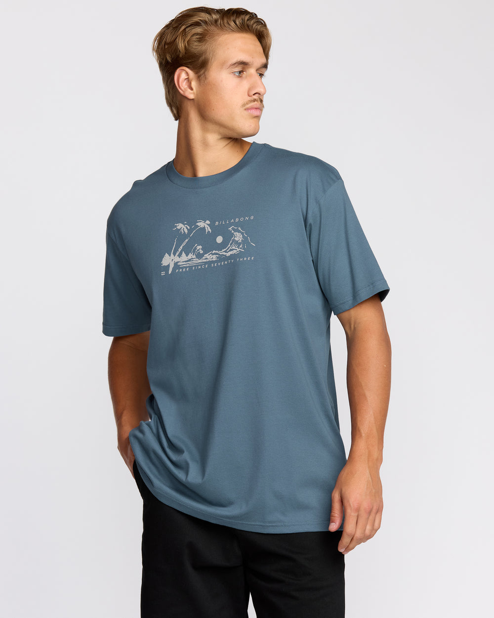 24A353503_SSB_OM-F.jpg Beach Club Premium Short Sleeve T-Shirt - Steel Blue - Image 1