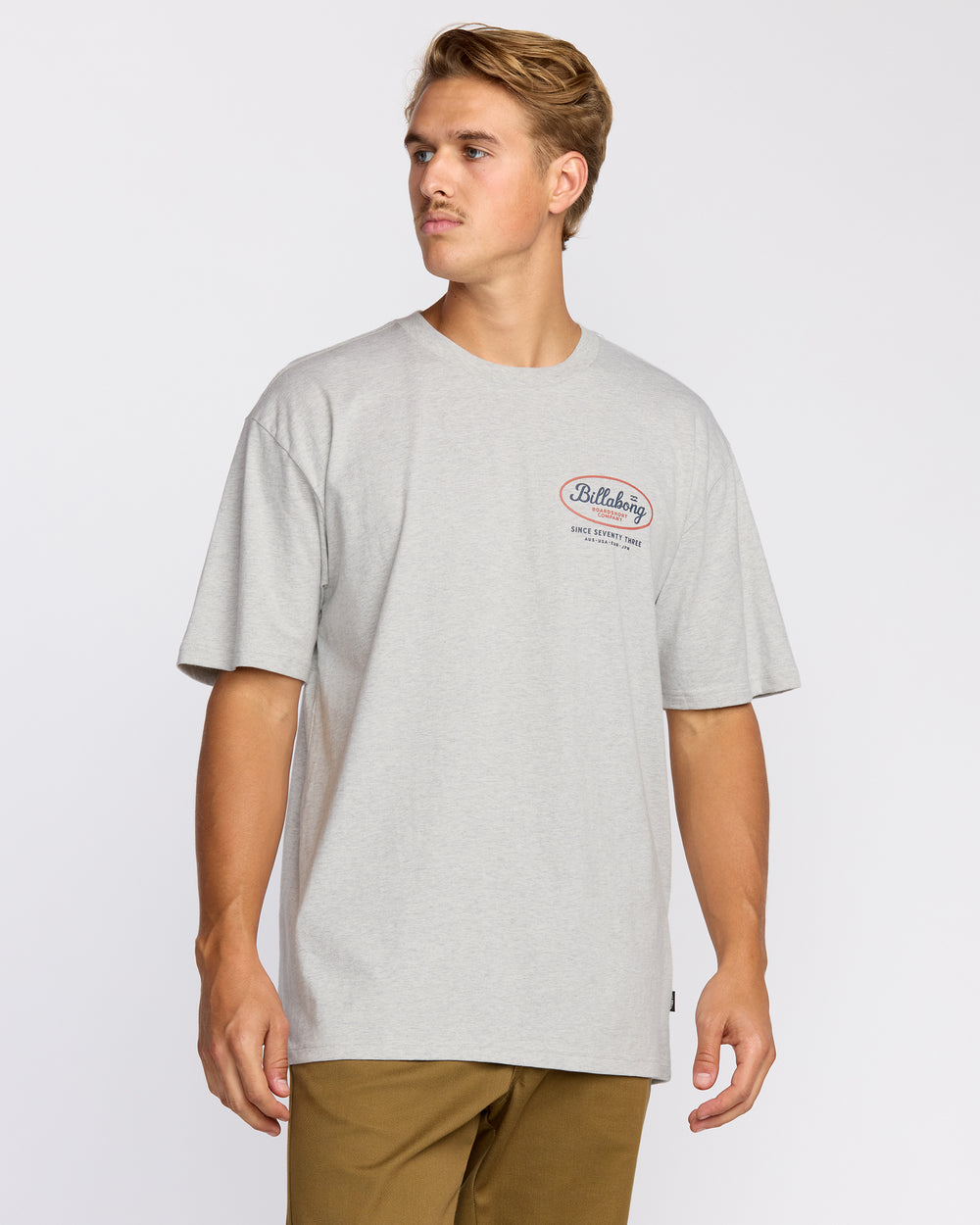 24A353510_LGH_OM-F.jpg Walled Regular Short Sleeve T-Shirt - Lt Grey Htr - Image 1