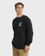 Crayon Wave Regular Long Sleeve T-Shirt - Washed Black - Image 4
