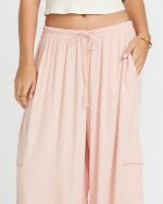 Beach Babe Cargo Elastic Waist Pants - Dusty Peach - Image 5
