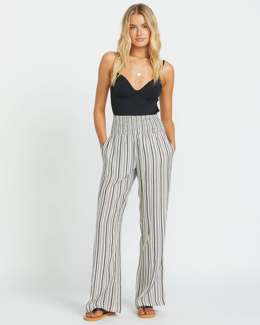 24B121505_BPB_OM-F_94b6d4a3-40ca-46b4-bc2a-6e327bf703f8.jpg New Waves 2 Elastic Waist Pants - Black Pebble - Image 1