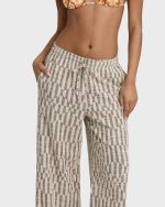 Vivid Wave Elastic Waist Pants - Teak - Image 4