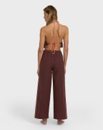 Double Take Elastic Waist Pants - Teak - Image 3