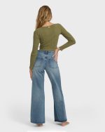 Free Fall High-Waist Denim Flare Pants - Atlantic Deep - Image 3
