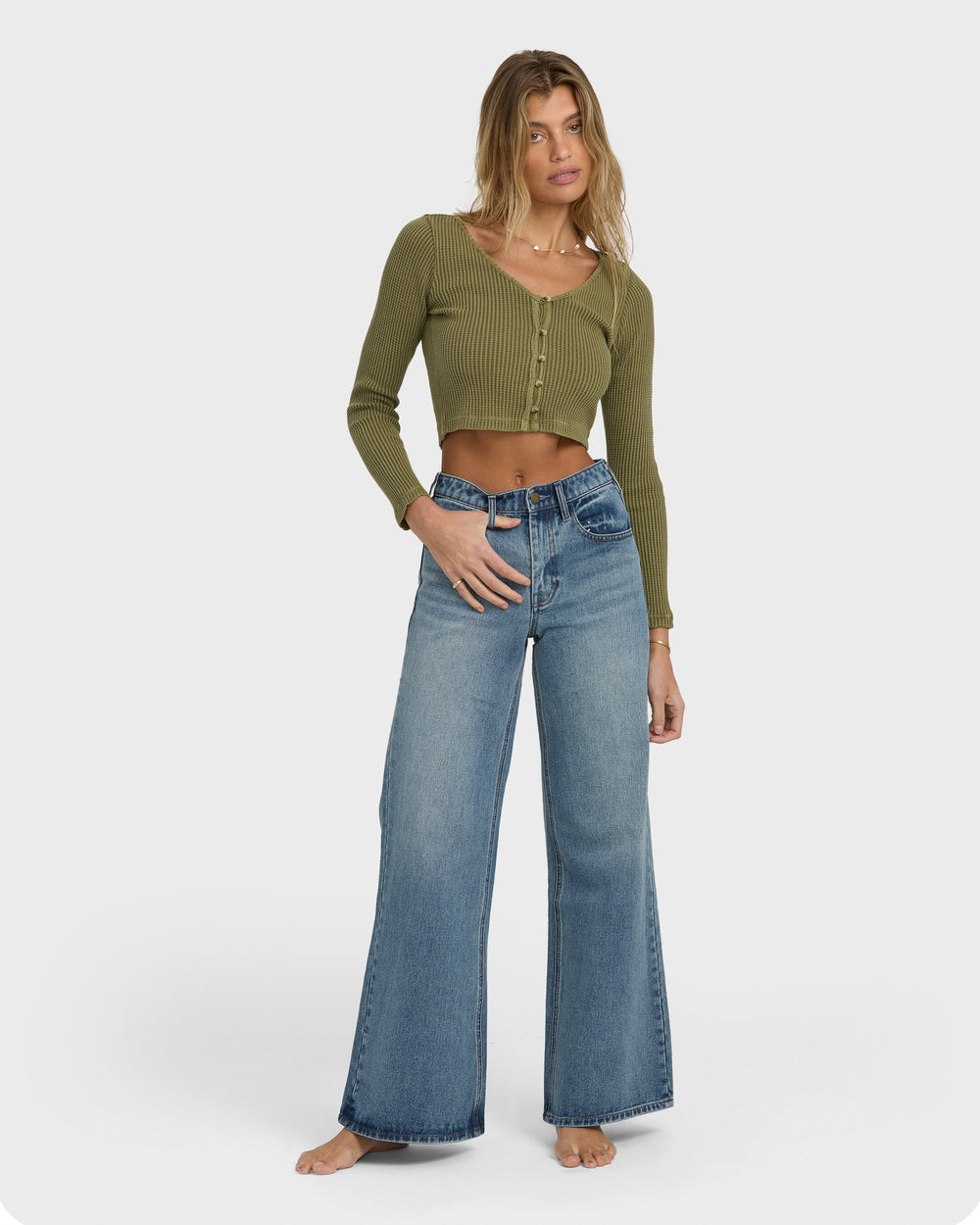 24B193502_ATD_OM-F.jpg Free Fall High-Waist Denim Flare Pants - Atlantic Deep - Image 1