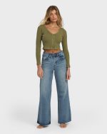 Free Fall High-Waist Denim Flare Pants - Atlantic Deep - Image 6