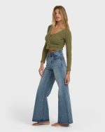 Free Fall High-Waist Denim Flare Pants - Atlantic Deep - Image 4