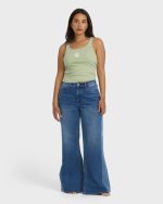 Free Fall High-Waist Denim Flare Pants - Middle Broken Blue - Image 7