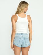 Get Low Denim Shorts - Light Wash Destroy - Image 5