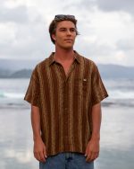 Sundays Jacquard Short Sleeve Woven Shirt - Vintage Khaki - Image 2