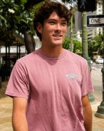 Heritage Arch Wave Washed Premium Short Sleeve Cotton T-Shirt - Red Dahlia - Image 7