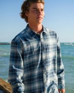 Coastline Long Sleeve Flannel Shirt - China Blue - Image 9