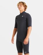 2/2mm Absolute Natural Upcycler GBS Chest Zip Short Sleeve Springsuit - Black - Image 3