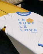 Le Love Surf Ringer Long Sleeve Cotton T-Shirt - White Cap - Image 3