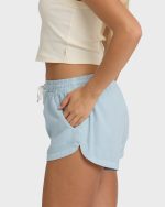 Road Trippin Elastic Waist Shorts - Washed Chambray - Image 5