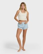 Road Trippin Elastic Waist Shorts - Washed Chambray - Image 3