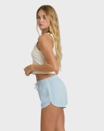 Road Trippin Elastic Waist Shorts - Washed Chambray - Image 3
