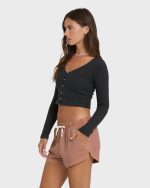 Road Trippin Elastic Waist Woven Shorts - Sugar Almond - Image 4