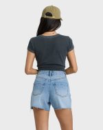 Riley Cut-Off Denim Shorts - Faded Indigo Fray - Image 6