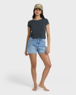 Riley Cut-Off Denim Shorts - Faded Indigo Fray - Image 4