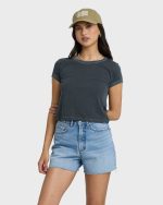 Riley Cut-Off Denim Shorts - Faded Indigo Fray - Image 3