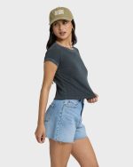 Riley Cut-Off Denim Shorts - Faded Indigo Fray - Image 7
