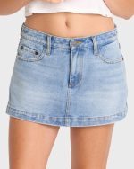 Micro Moment Denim Skort - Faded Indigo Fray - Image 5