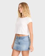Micro Moment Denim Skort - Faded Indigo Fray - Image 3