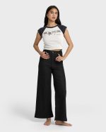 Free Fall High-Waist Twill Pants - Black - Image 3