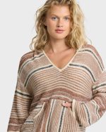 Baja Beach Hooded Sweater - White / Brown - Image 7