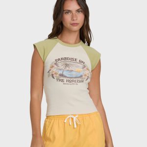 Horizon Raglan Short Sleeve Knit T-Shirt - Cactus