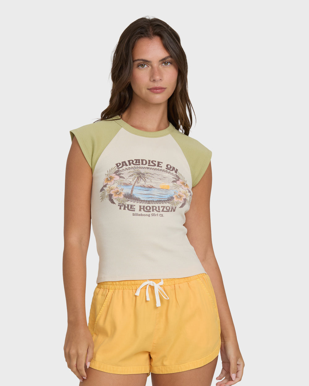 BL000216W_CAC_OM-F.jpg Horizon Raglan Short Sleeve Knit T-Shirt - Cactus - Image 1