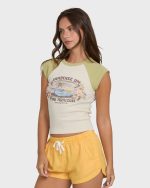 Horizon Raglan Short Sleeve Knit T-Shirt - Cactus - Image 3