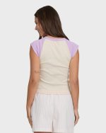 Horizon Raglan Short Sleeve Knit T-Shirt - Vintage Violet - Image 2