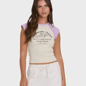 Horizon Raglan Short Sleeve Knit T-Shirt - Vintage Violet