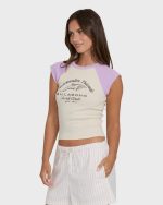 Horizon Raglan Short Sleeve Knit T-Shirt - Vintage Violet - Image 3